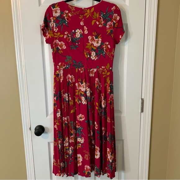LOFT Pink Floral Pleated Midi Dress, size 4 - Picture 9 of 10